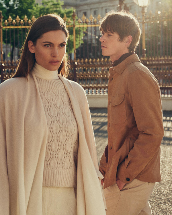 N.Peal Women's Lily Ombre Cashmere Cape Ecru White