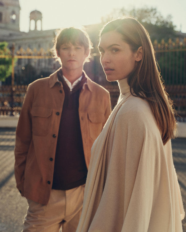 N.Peal Women's Lily Ombre Cashmere Cape Ecru White