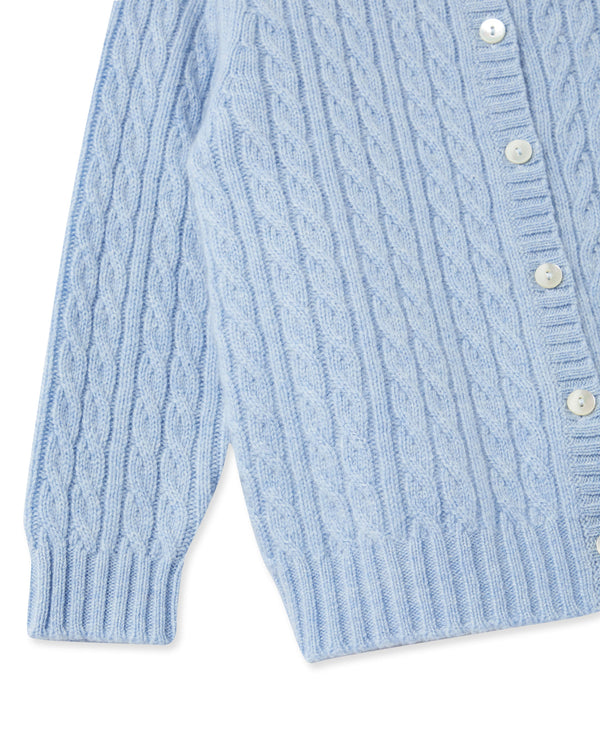 N.Peal Cashmere Cable Cardigan Cornflower Blue