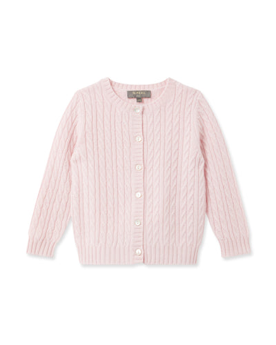 N.Peal Cashmere Cable Cardigan Pale Pink