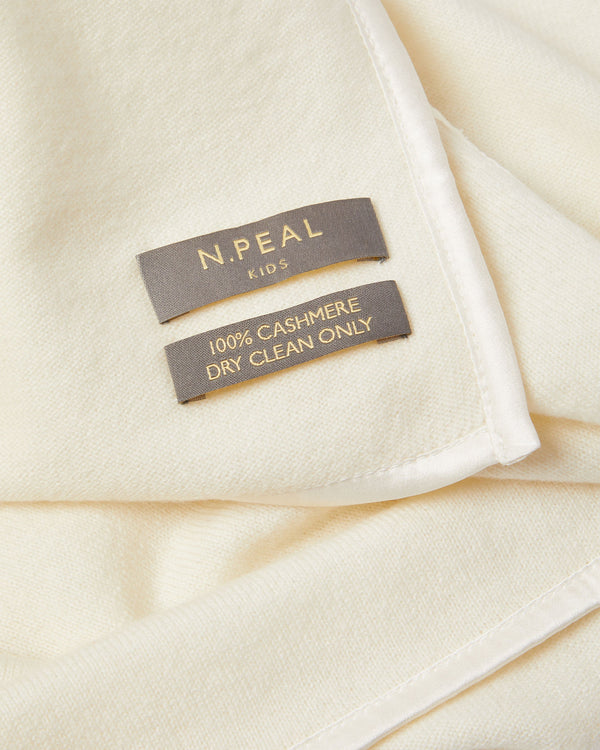 N.Peal Baby Hooded Cashmere Blanket New Ivory White