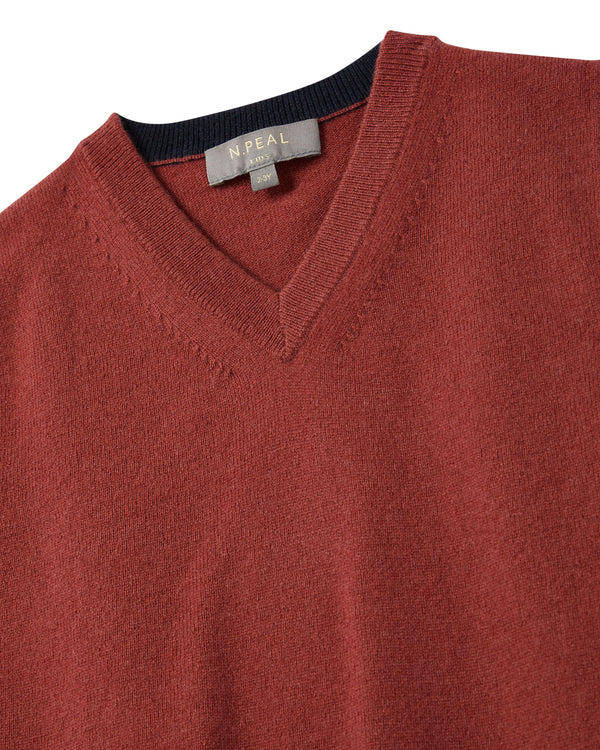 N.Peal Boys Cashmere Slipover Brick Red
