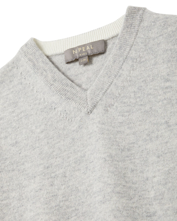 N.Peal Boys Cashmere Slipover Fumo Grey