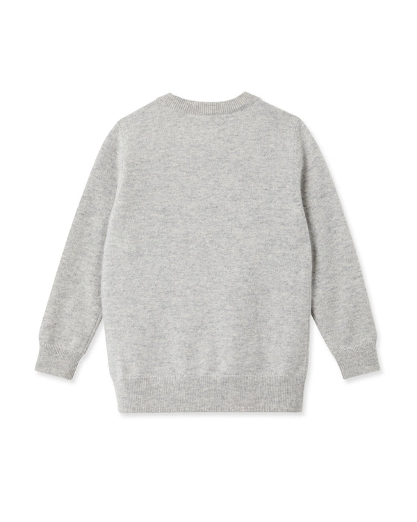 N.Peal Boys Round Neck Cashmere Jumper Fumo Grey