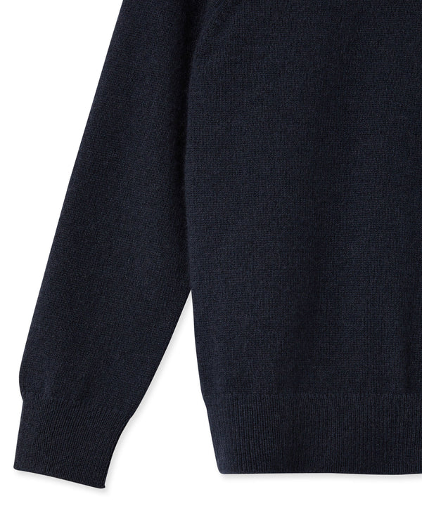 N.Peal Girls Round Neck Cashmere Jumper Navy Blue