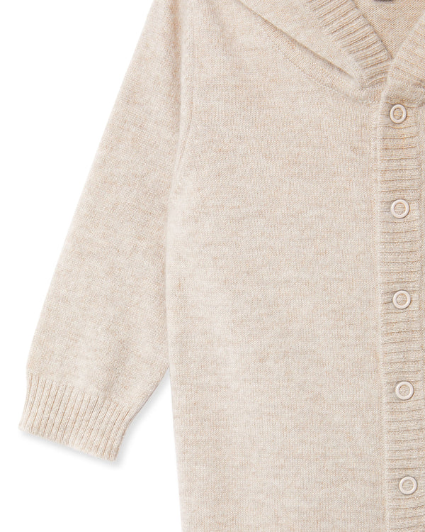 N.Peal Bear Cashmere Sleepsuit Light Oatmeal Brown