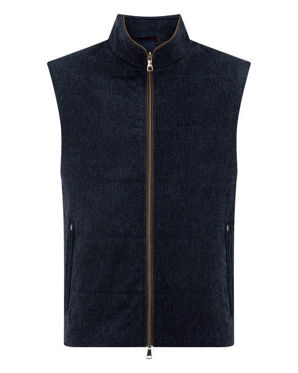 N.Peal Men's Belgravia Cashmere Gilet Navy Melange