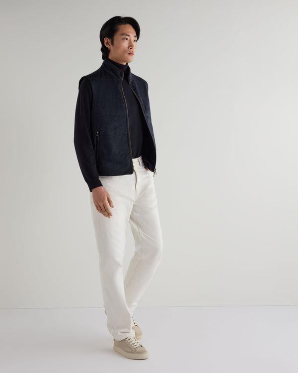 N.Peal Men's Belgravia Cashmere Gilet Navy Melange