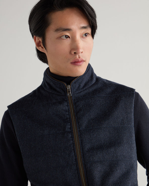 N.Peal Men's Belgravia Cashmere Gilet Navy Melange