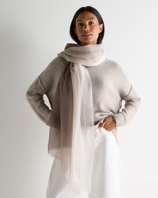 N.Peal Women's Dip Dye Cashmere Scarf Otter Brown