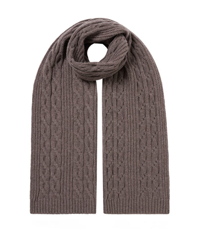 N.Peal Women's Cable Rib Cashmere Scarf Otter Brown