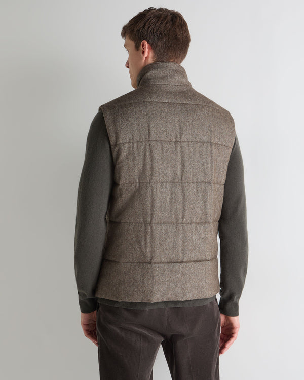 N.Peal Men's Vancouver Herringbone Gilet Brown