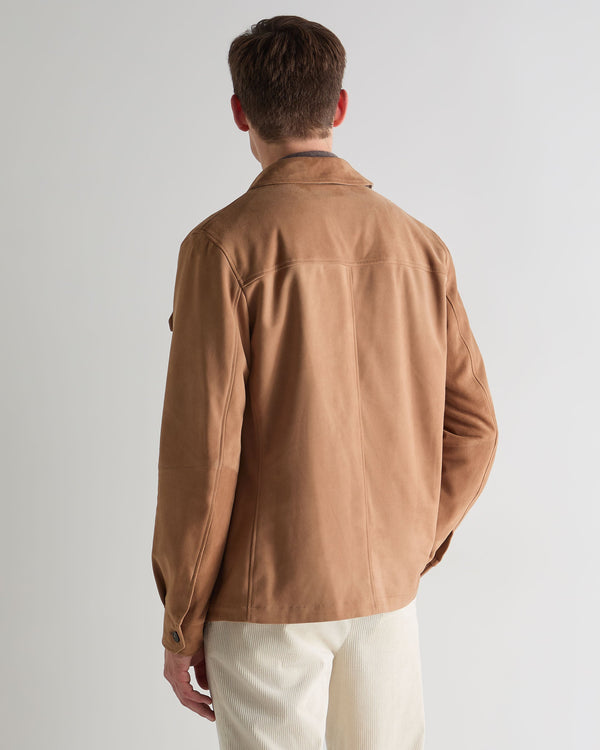 N.Peal Men's Bridgehampton Suede Jacket Tan Brown
