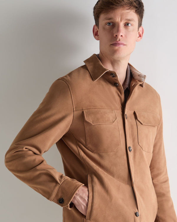 N.Peal Men's Bridgehampton Suede Jacket Tan Brown