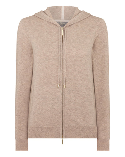 N.Peal Women's Ada Cashmere Hoodie Oatmeal Brown