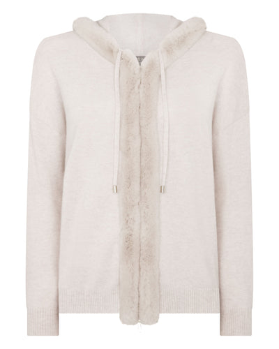 N.Peal Women's Alicia Fur Trim Cashmere Hoodie Frost White