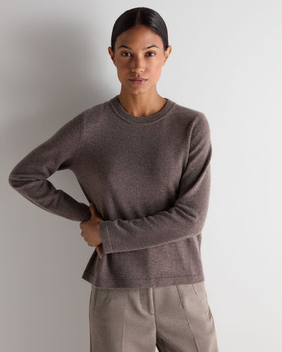 N.Peal Women's Hallie Round Neck Cashmere Jumper Otter Brown