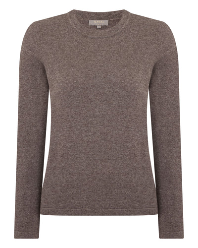 N.Peal Women's Hallie Round Neck Cashmere Jumper Otter Brown