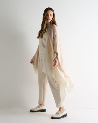 N.Peal Women's Lily Ombre Cashmere Cape Ecru White