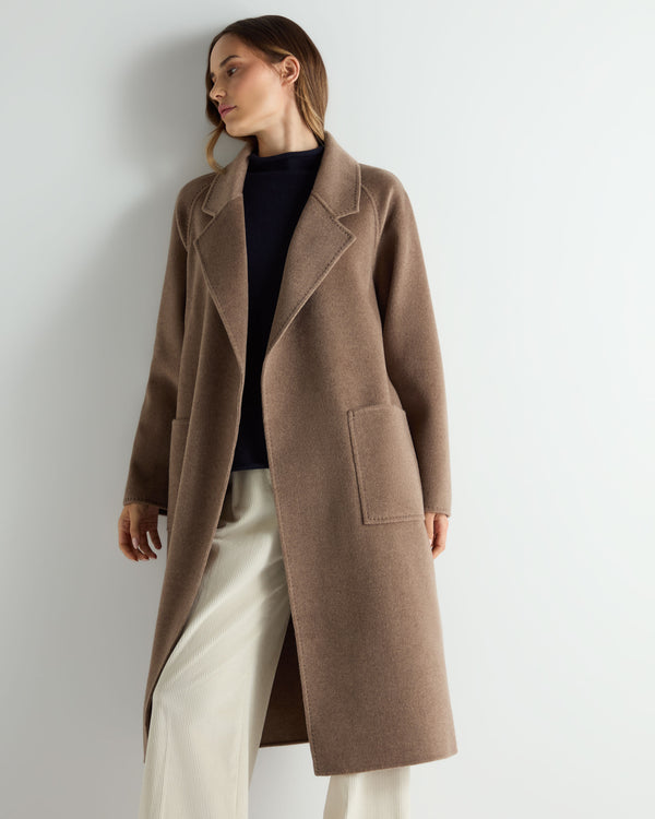 N.Peal Women's Longline Woven Coat Brown