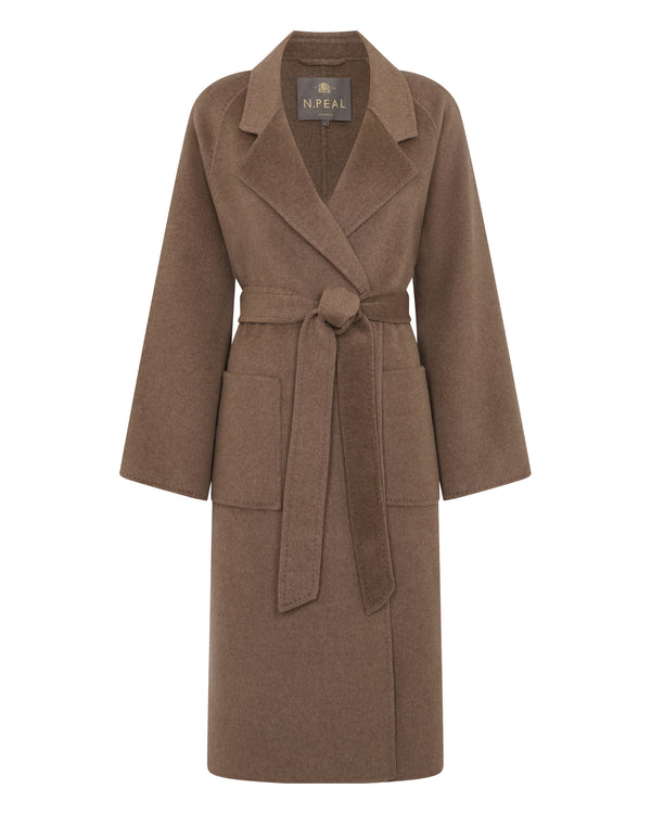 N.Peal Women's Longline Woven Coat Brown