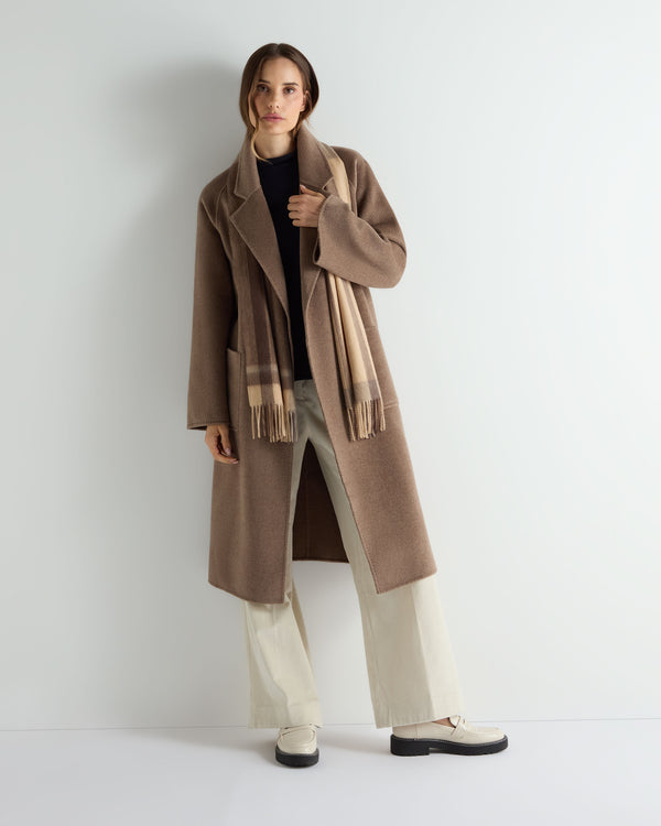 N.Peal Women's Longline Woven Coat Brown
