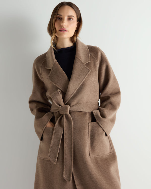 N.Peal Women's Longline Woven Coat Brown