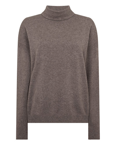 N.Peal Women's Victoria Turtle Neck Cashmere Jumper Otter Brown