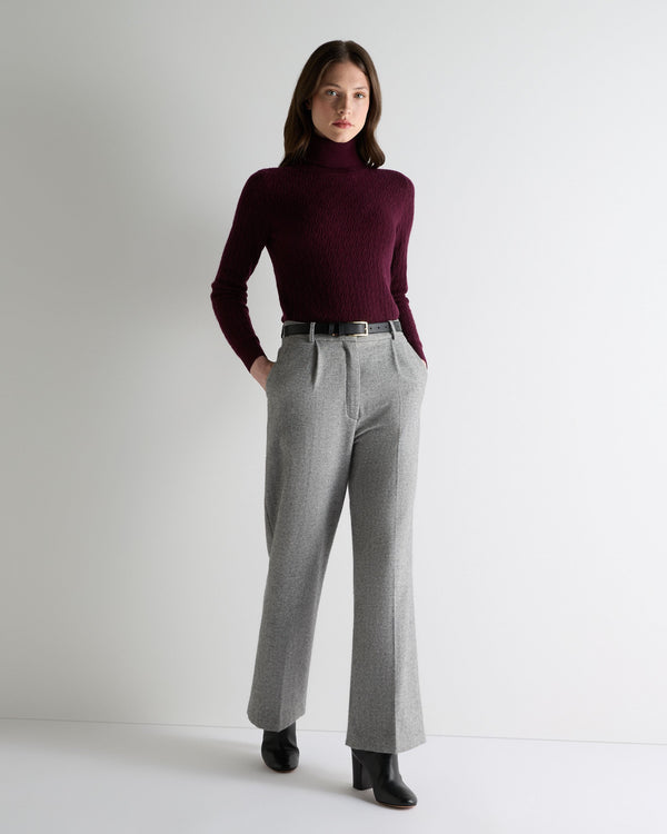 N.Peal Women's Lace Stitch Cashmere Jumper Bordeaux Red