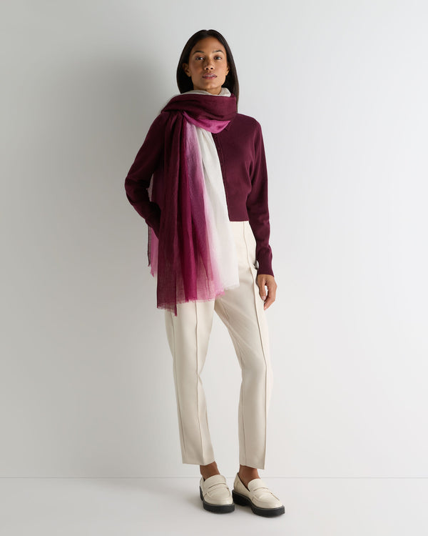 N.Peal Women's Thea Collared Cashmere Cardigan Bordeaux Red