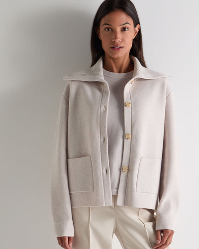 N.Peal Women's Milano Cashmere Overshirt Frost White