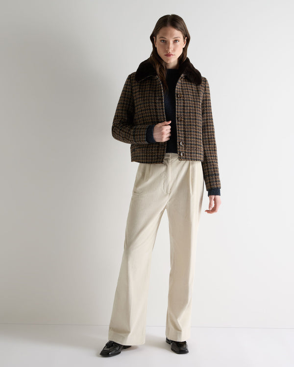 N.Peal Women's Cropped Marl Cashmere Jumper Atlantic Blue Melange