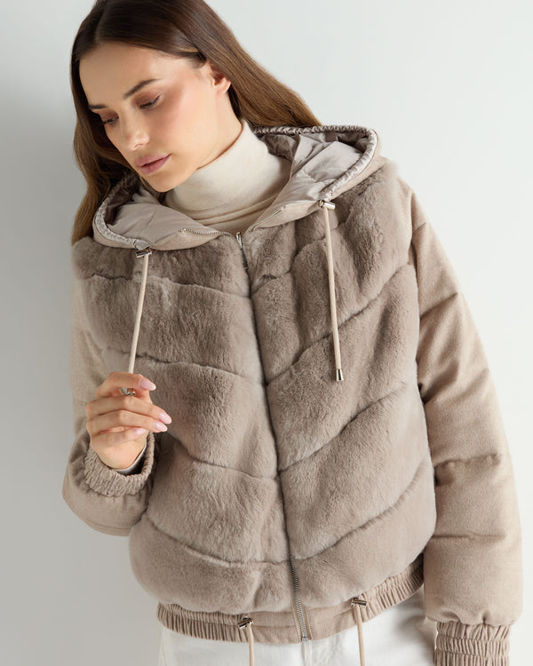 N.Peal Women's Rex Front Padded Jacket Beige Brown