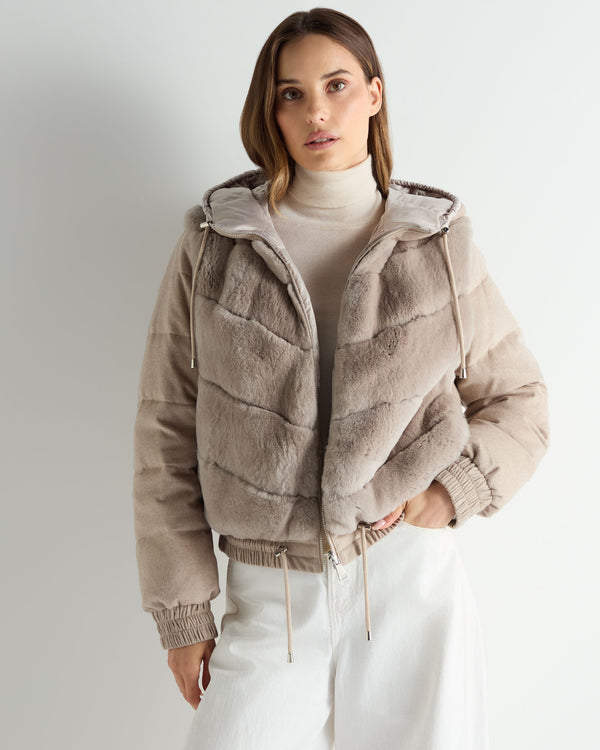 N.Peal Women's Rex Front Padded Jacket Beige Brown