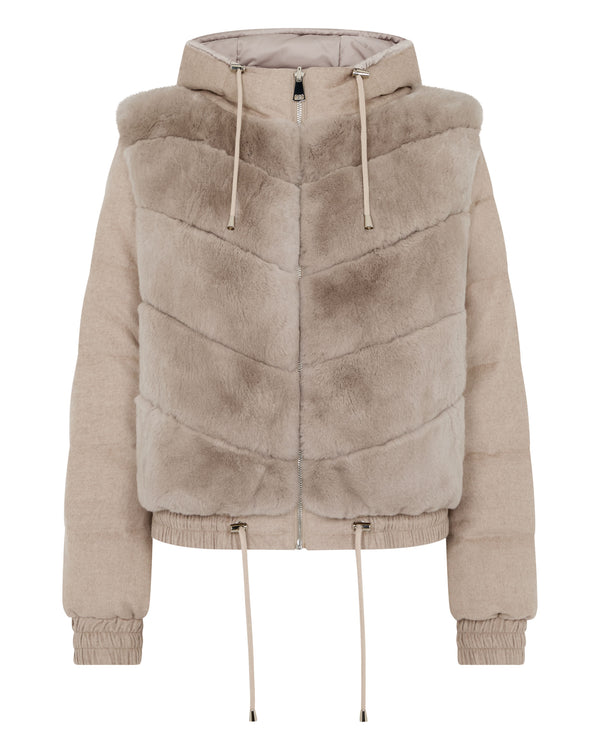 N.Peal Women's Rex Front Padded Jacket Beige Brown