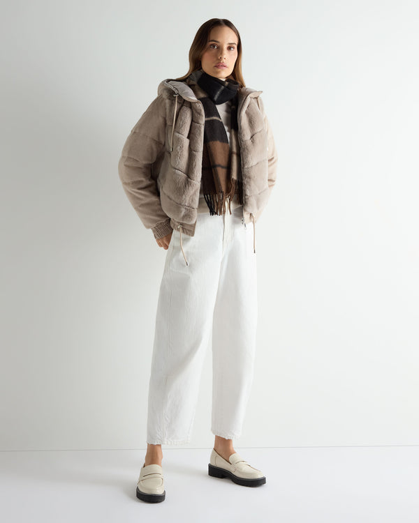 N.Peal Women's Rex Front Padded Jacket Beige Brown