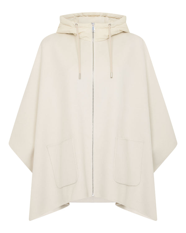 N.Peal Women's Hooded Woven Cape Cream