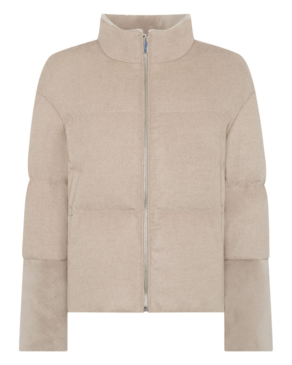 N.Peal Women's Fur Cuff Padded Jacket Beige Brown