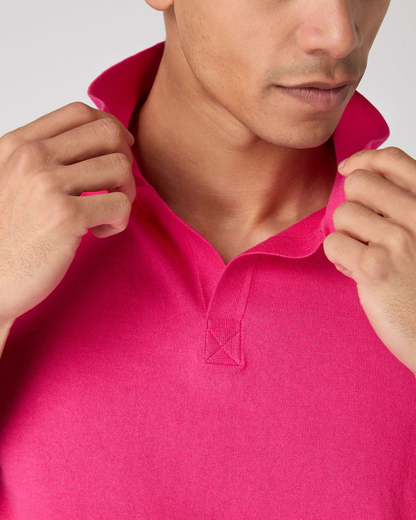 N.Peal Men's Polo Cotton Cashmere T-Shirt Crush Pink