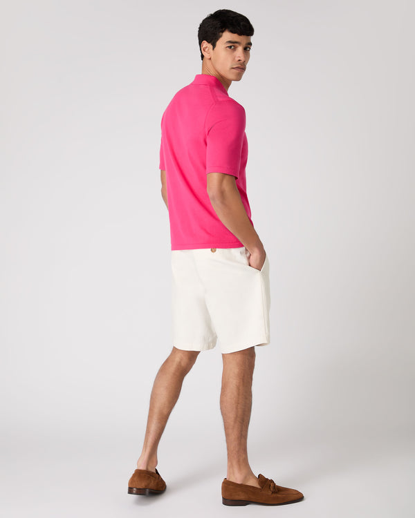 N.Peal Men's Rock Polo Cotton Cashmere T-Shirt Crush Pink