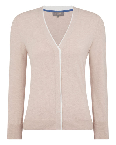 N.Peal Women's Cotton Cashmere Cardigan Sandstone Brown