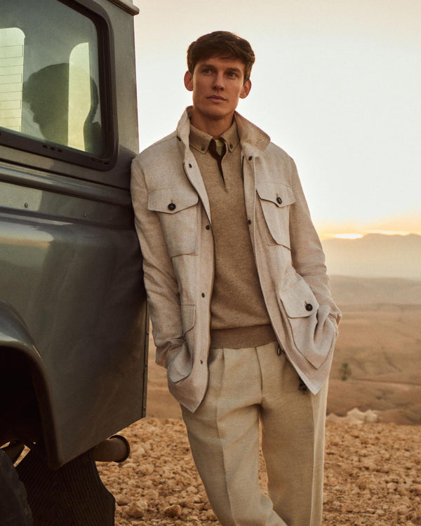 N.Peal Men's Hampton Linen Jacket Beige Brown