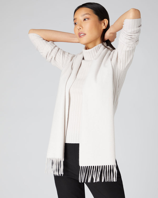 N.Peal Unisex Woven Cashmere Scarf Snow Grey