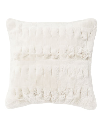 N.Peal Chunky Ribbed Cushion With Fur Snow Grey