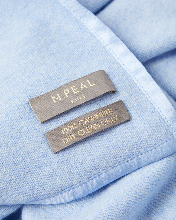 N.Peal Baby Hooded Cashmere Blanket Cornflower Blue