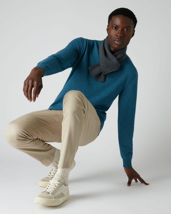 N.Peal 007 Crew Neck Cashmere Jumper Blue Wave