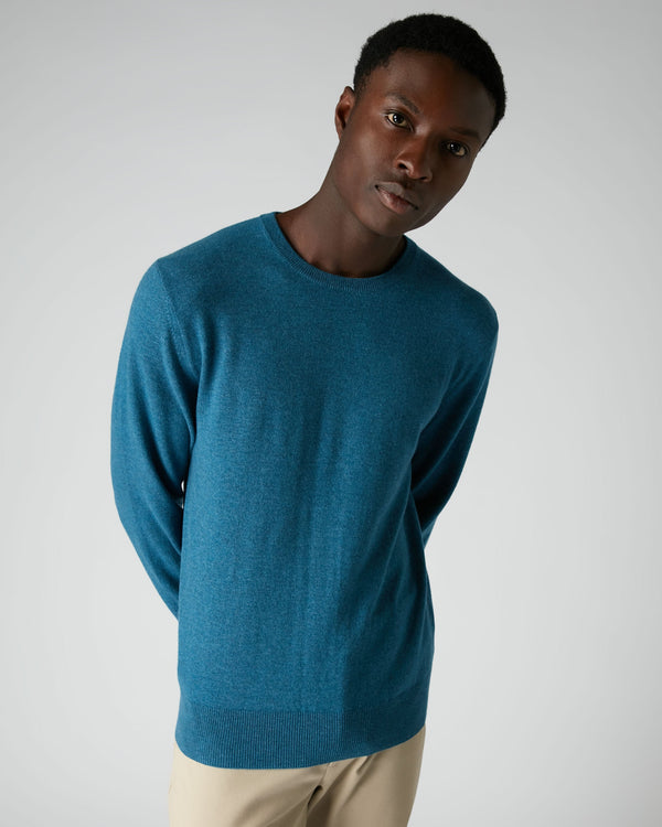 N.Peal 007 Crew Neck Cashmere Jumper Blue Wave