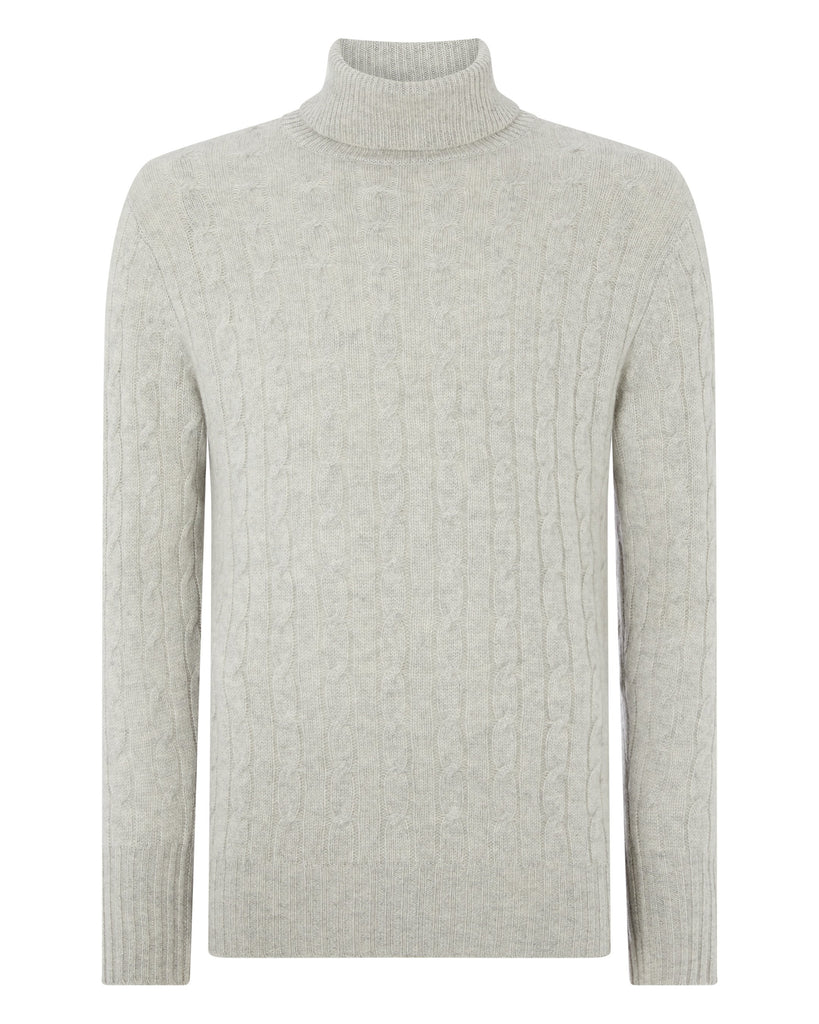 007 Cable Roll Neck Jumper Fumo Grey N.Peal