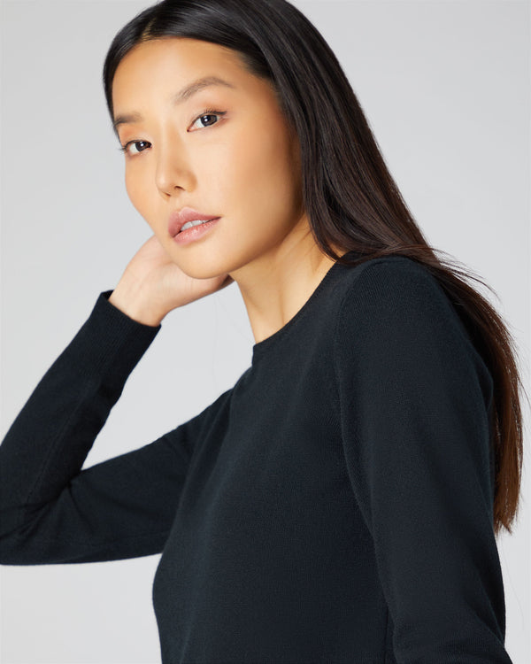 N.Peal Women's Evie Classic Round Neck Cashmere Jumper Black