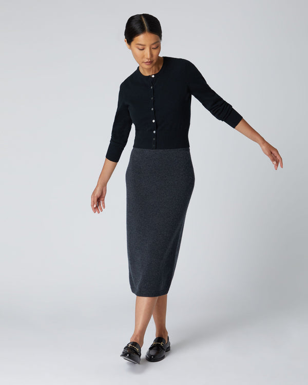 N.Peal Women's Ivy Cropped Cashmere Cardigan Black